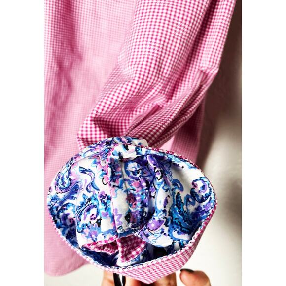 Ted Baker Endurance Mens Long Sleeve Button Down Shirt Red White Gingham Paisley - Picture 8 of 11